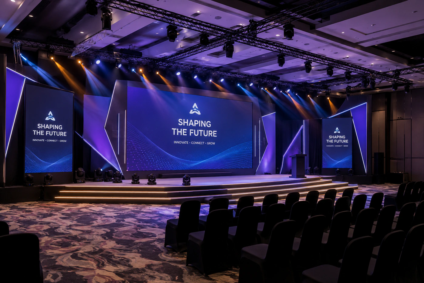Visual representatif panggung dan backdrop event